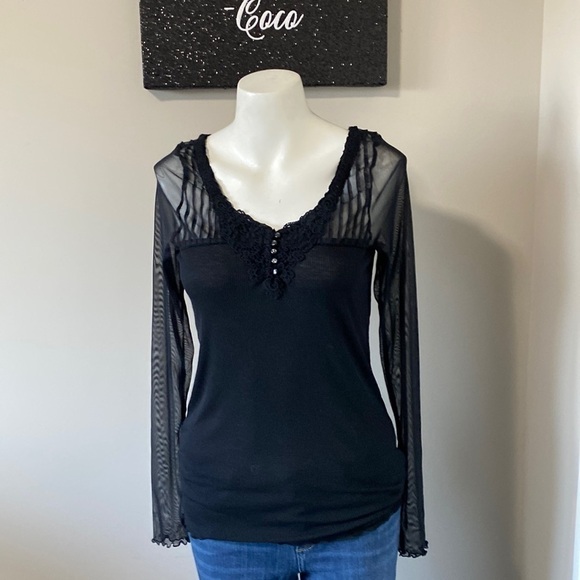 Ralph Lauren Denim and Supply Black Long Sleeve Top Size M - Picture 1 of 12